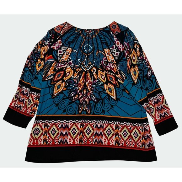 Investments Bohemian Style Womens Career‎ Siren Top Sz 2X Multicolor Print - Picture 1 of 6